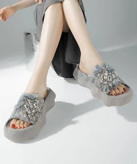 Boutique Tassel Zircon Platform Slide Sandals