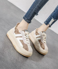 Casual Pink Print Splicing Platform Flats Lace Up