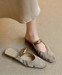 Beige Chunky Faux Leather Boutique Splicing Slide Sandals