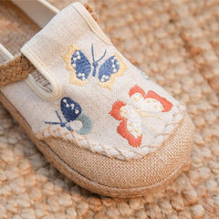 Butterfly Embroidered Cloth Shoes with Fresh Shallow