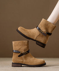 Boutique Khaki Suede Splicing Comfy Boots