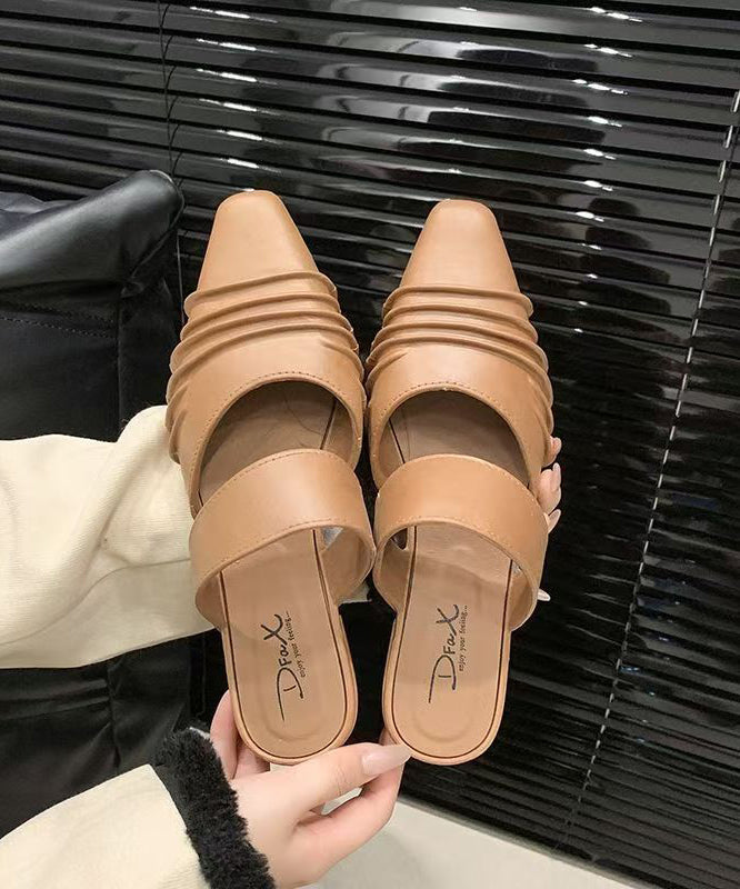 Comfy Black Wrinkled Splicing Slide Sandals