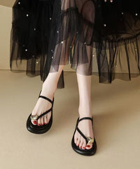 Summer French Toe Set Black Slide Sandals