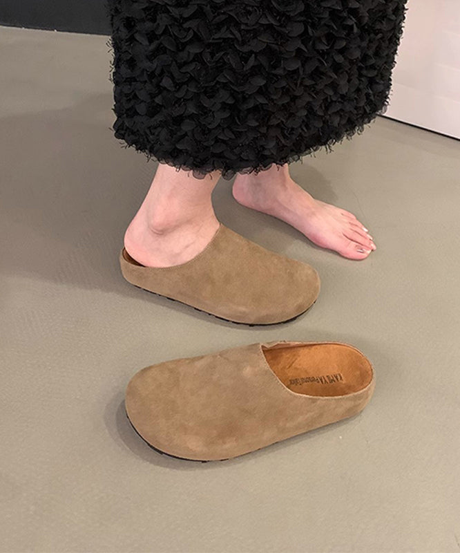 Autumn Khaki Suede Platform Slide Sandals