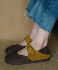 Comfy Splicing Flat Shoes Colorblock Cowhide Leather