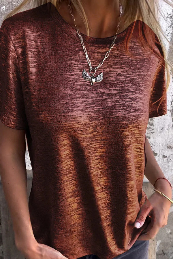 Bronzing Round Neck Short-sleeved T-shirt