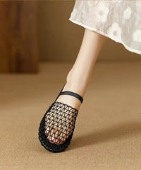 Breathable Mesh Hollow Out Black Slide Sandals