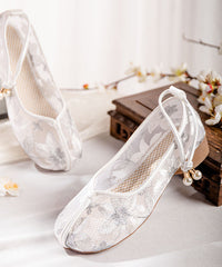 Art Splicing Hollow Out Embroideried Shoes Gold Tulle Fabric