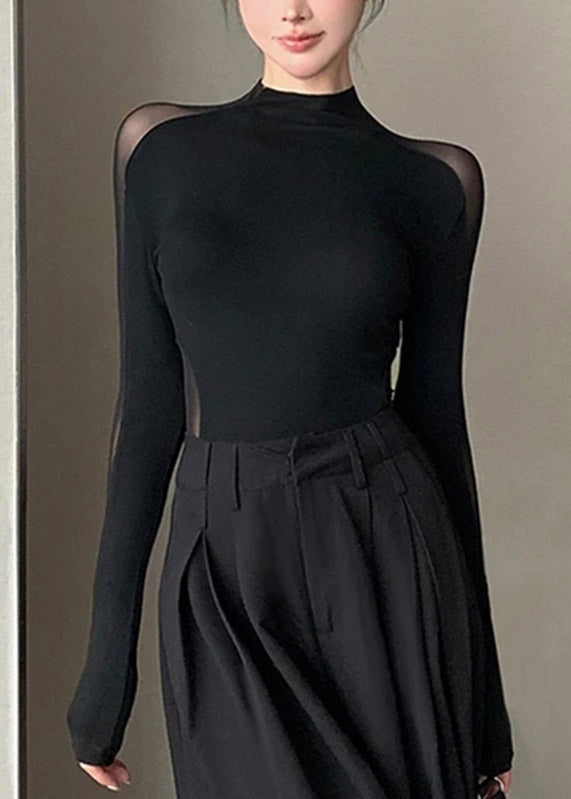 Original Design Black Flattering Tulle Tops Spring