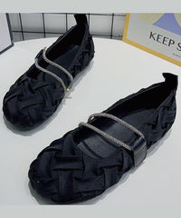 Black Wrinkled Comfy Flat Shoes