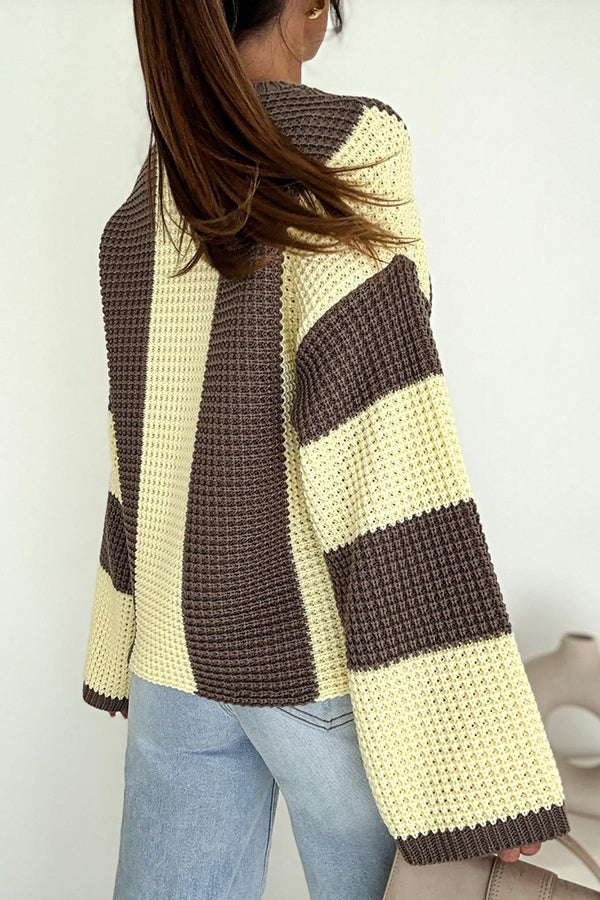 Colorblock Loose Long-sleeved Casual Knitted Sweater