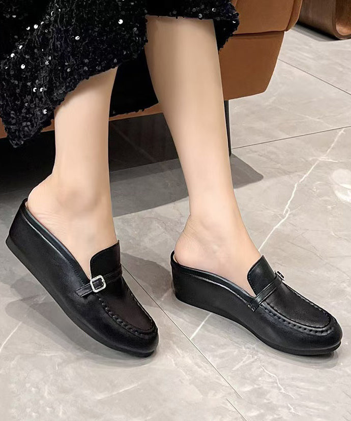 Silver Wedge Faux Leather Casual Splicing Slide Sandals