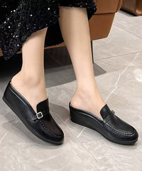 Silver Wedge Faux Leather Casual Splicing Slide Sandals