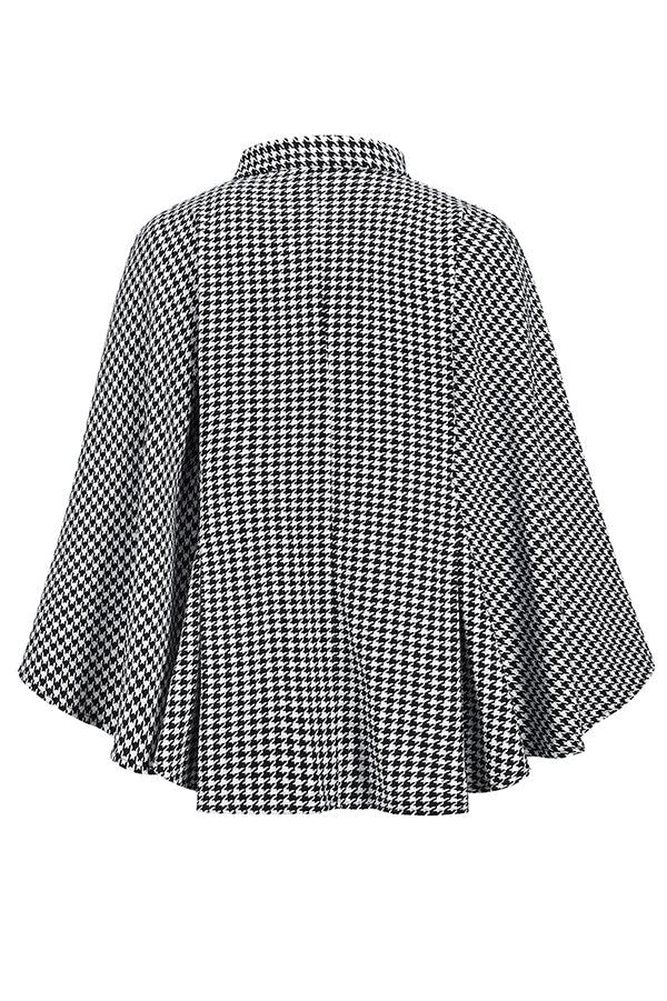Houndstooth Loose Lace-up Cape