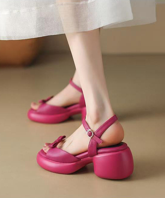 Beautiful Rose Peep Toe Splicing Chunky Slide Sandals