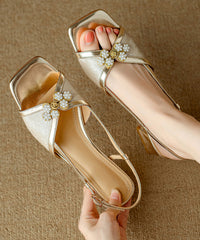 Chunky Sandals Green Cowhide Leather Peep Toe