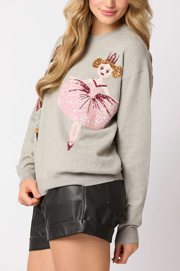 Christmas Soldier Sequined Casual Sweatshirt