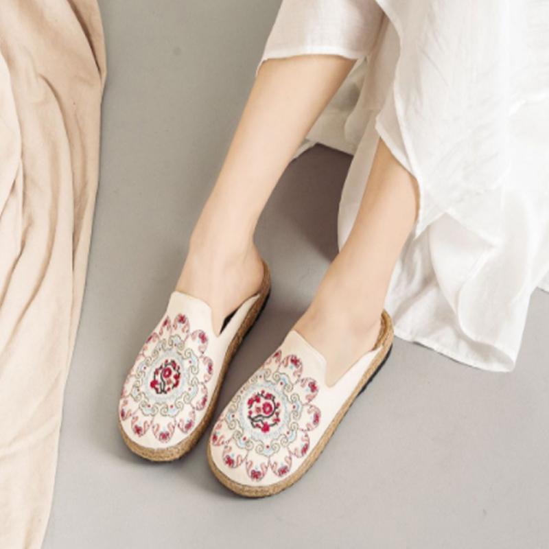 Embroidered Casual Flats Home Slippers