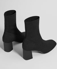 Grey Stretch Fabric Splicing Chunky Boots