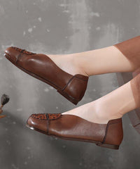 Khaki Flats Hollow Out Splicing Flat Shoes For Women