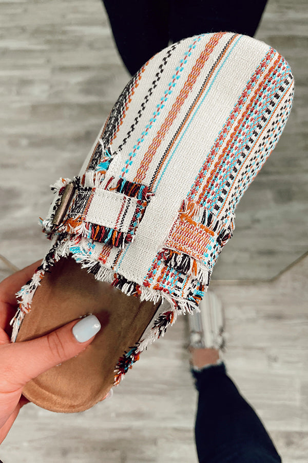 Printed Raw Edge Flat Casual Shoes