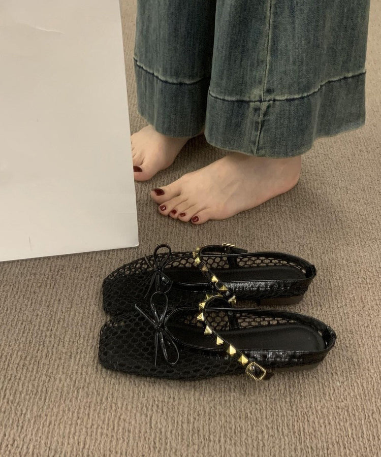 Khaki Breathable Mesh Splicing Rivet Slide Sandals