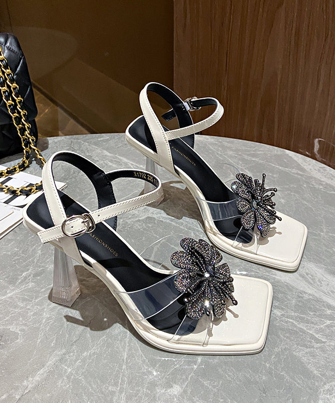 Stylish Rose Zircon Splicing High Heel Sandals Peep Toe