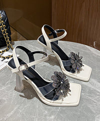 Stylish Rose Zircon Splicing High Heel Sandals Peep Toe
