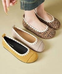 Casual Comfy Leopard Splicing Flat Shoes Suede