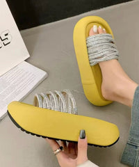 Stylish Leopard Zircon Platform Slide Sandals Peep Toe