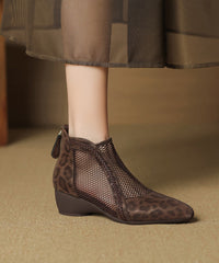 Handmade Splicing Chunky Boots Black Breathable Mesh