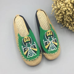 Peking Opera Facial Embroidered Casual Flats Home Slippers