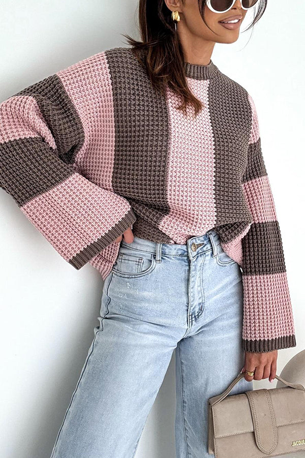 Colorblock Loose Long-sleeved Casual Knitted Sweater