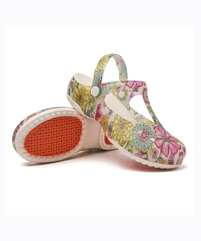 Hollow Out Print Wedge Beach Slide Sandals