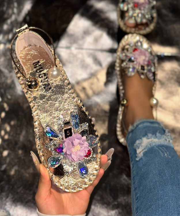 Silver Floral Zircon Splicing Best Sandals For Walking