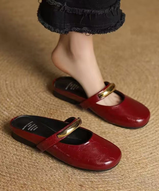 Red Faux Leather Soft Splicing Slide Sandals