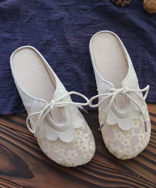 Casual Splicing Grey Lace Breathable Mesh Lace Up Slide Sandals