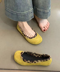 Stylish Black Leopard Splicing Flat Feet Shoes