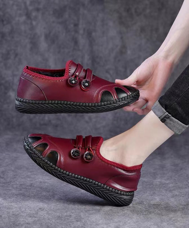 Warm Flat Feet Shoes Black Fuzzy Wool Lined