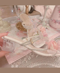 Original Design Flower Butterfly Zircon Slide Sandals Peep Toe