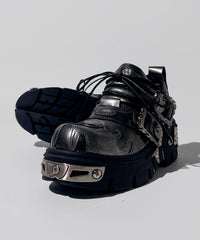 Streetwear Silver Lace Up Cowhide Leather Platform Shoes