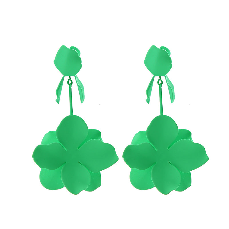 Dopamine Flower Retro Metal Stud Earrings