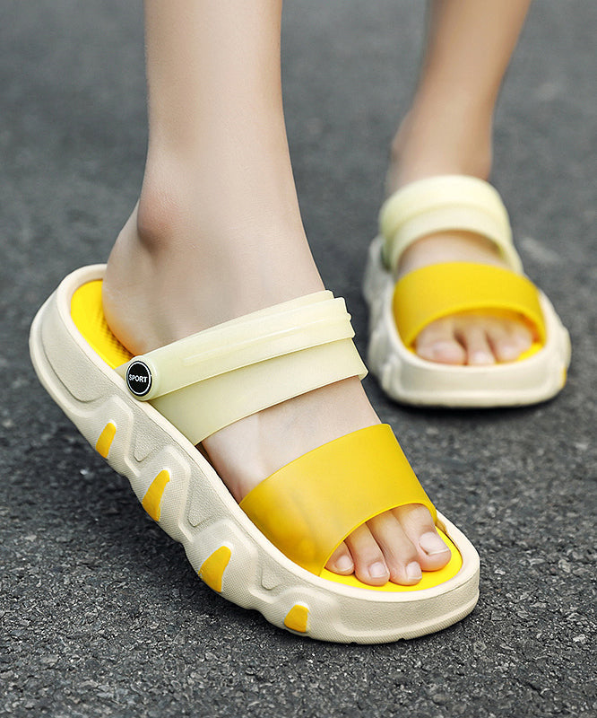 Comfy Black Red Beach Peep Toe Slide Sandals