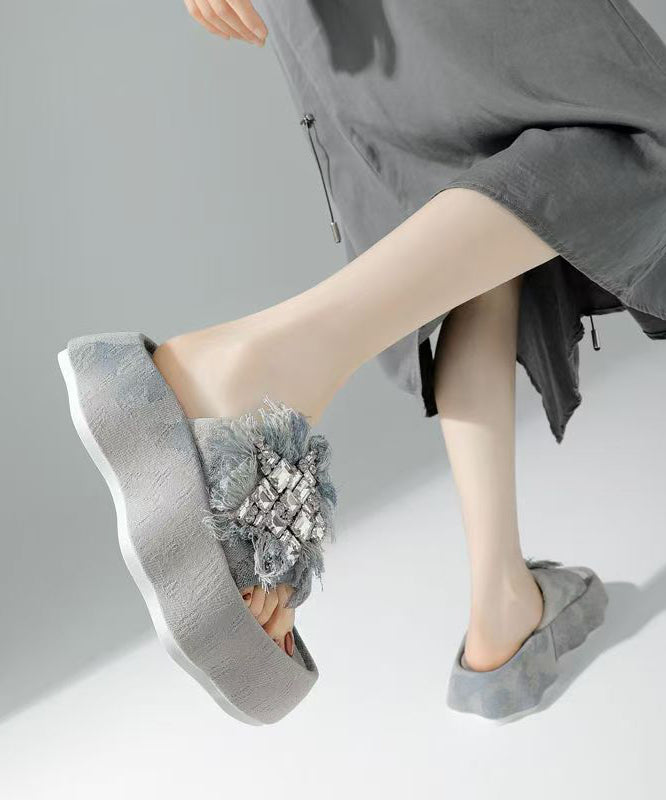 Boutique Tassel Zircon Platform Slide Sandals