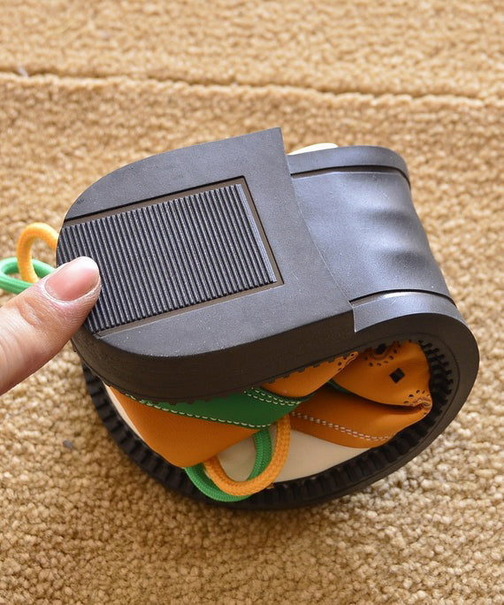 Orange Lace Up Splicing Comfy Flat Shoes For Women