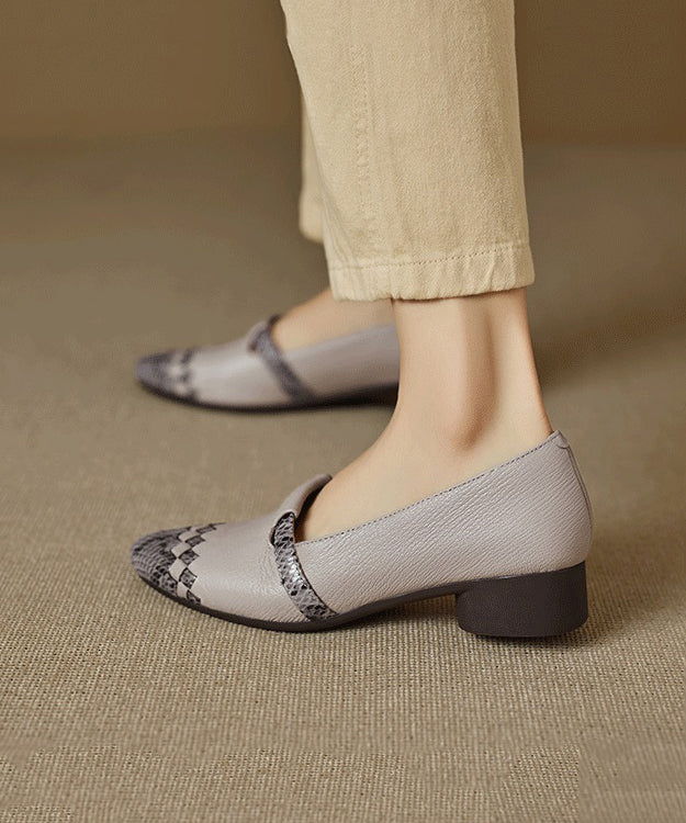 Classy Black Splicing Sheepskin Chunky Shoes