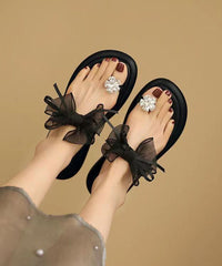 Stylish White Bow Splicing Platform Slide Sandals