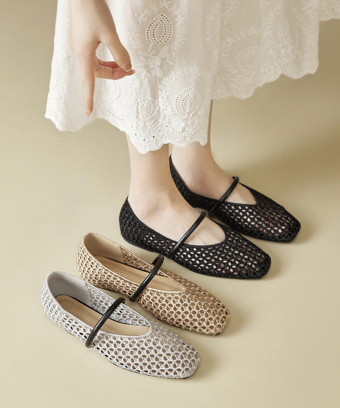 Gold Flat Bottomed Mesh Sandals