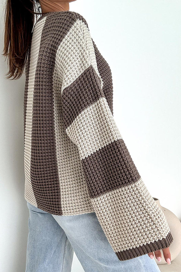 Colorblock Loose Long-sleeved Casual Knitted Sweater