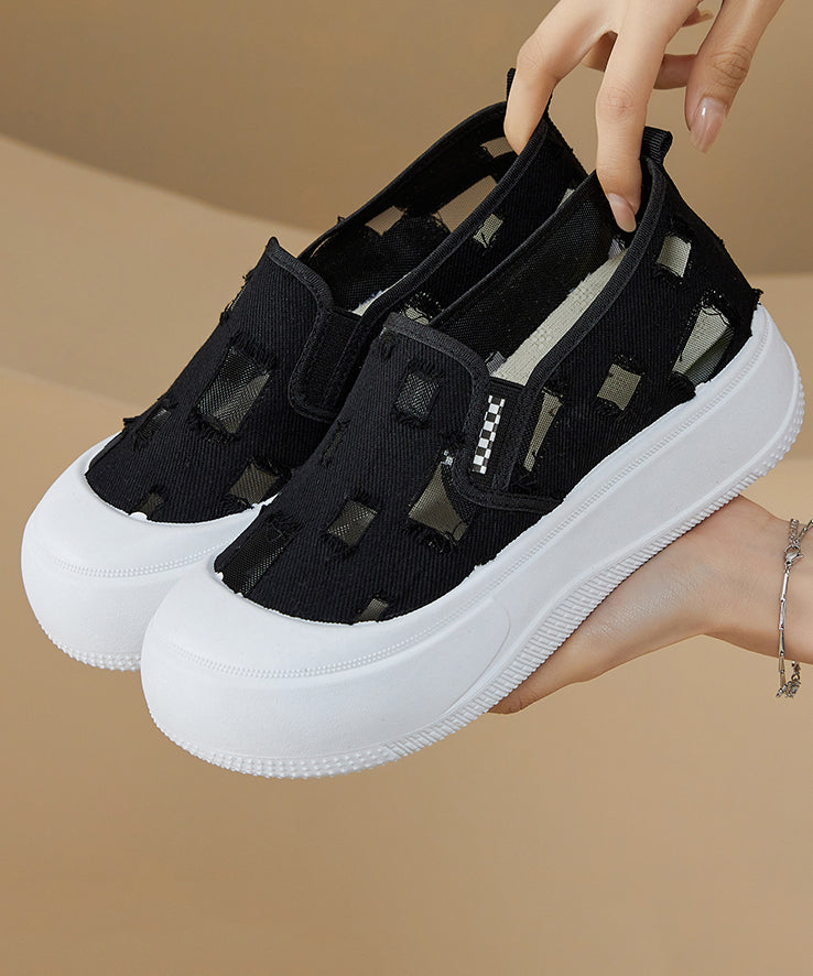 Yellow Splicing Platform Breathable Mesh Flats Shoes